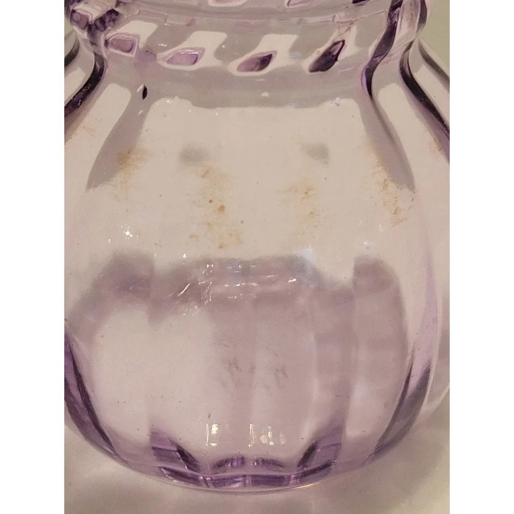 Vtg Glass Bud Vase Ribbed Braided Waist Cottagecore Country Lavender‎ Purple 7in
